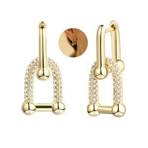 14k Gold Plated Ball U Shape Earrings